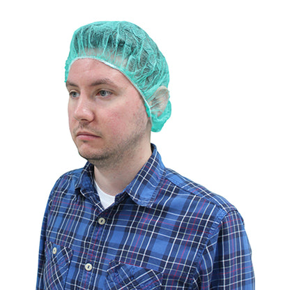 Safety Zone® ProGuard® Spunbond Polypropylene Bouffant Caps, 21", 100/Bag, 10 Bags/Case, Green (SZNMB-21-1000G)
