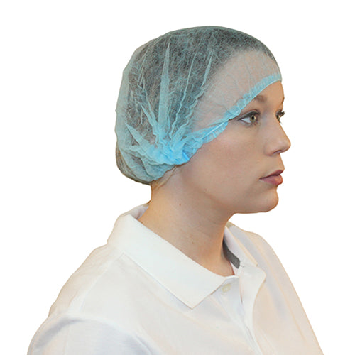 Safety Zone® ProGuard® Spunbond Polypropylene Pleated Bouffant Caps, 21", 100/Bag, 10 Bags/Case, Blue (SZNMB-21-B-PLEATED)