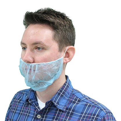 Safety Zone® ProGuard® Spunbond Polypropylene Beard Covers, 18", 100/Bag, 10 Bags/Case, Blue (SZNMBC-1000B)