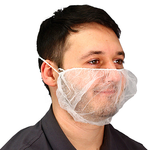 Safety Zone® ProGuard® Spunbond Polypropylene Beard Covers, 18", 100/Bag, 10 Bags/Case, White (SZNMBC-1000W)