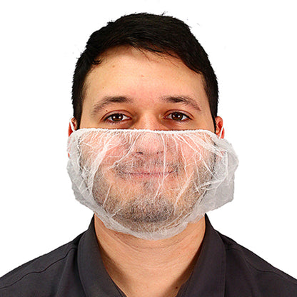 Safety Zone® ProGuard® Spunbond Polypropylene Beard Covers, 18", 100/Bag, 10 Bags/Case, White (SZNMBC-1000W)