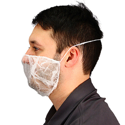 Safety Zone® ProGuard® Spunbond Polypropylene Beard Covers, 18", 100/Bag, 10 Bags/Case, White (SZNMBC-1000W)
