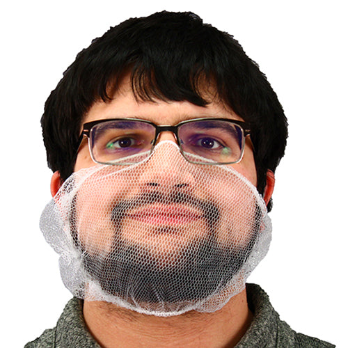Safety Zone® Polyester Mesh Beard Net White, Case of 1000 (SZNMCBC-1000W)