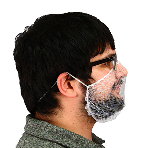 Safety Zone® Polyester Mesh Beard Net White, Case of 1000 (SZNMCBC-1000W)