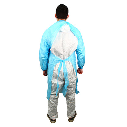 Safety Zone® ProGuard® CPE Isolation Gowns, Long Sleeves, Elastic Wrists, 1.75 Mil, Blue, 50/Bag, 2 Bags/Case, 45" Long (SZNMCPE-45B-EW)