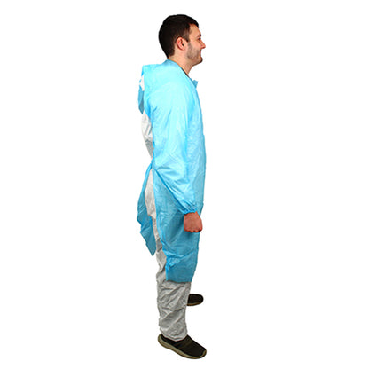 Safety Zone® ProGuard® CPE Isolation Gowns, Long Sleeves, Elastic Wrists, 1.75 Mil, Blue, 50/Bag, 2 Bags/Case, 45" Long (SZNMCPE-45B-EW)
