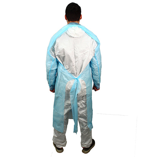 Safety Zone® ProGuard® CPE Isolation Gowns, Long Sleeves, Thumb Loops, 1.75 Mil, Blue, 25/Bag, 4 Bags/Case, 45" Long (SZNMCPE-45B)