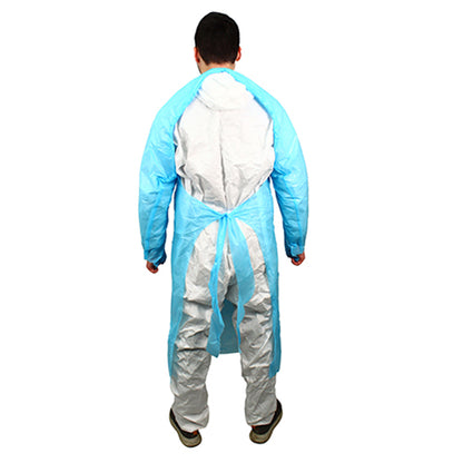 Safety Zone® ProGuard® CPE Isolation Gowns, Long Sleeves, Thumb Loops, 1.75 Mil, Blue, 25/Bag, 4 Bags/Case, 50" Long (SZNMCPE-50B)
