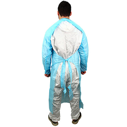 Safety Zone® ProGuard® CPE Isolation Gowns, Long Sleeves, Thumb Loops, 1.75 Mil, Blue, 25/Bag, 4 Bags/Case, 55" Long (SZNMCPE-55B)