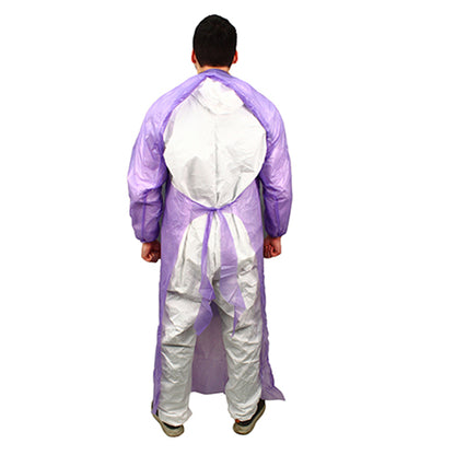 Safety Zone® ProGuard® CPE Isolation Gowns, Long Sleeves, Elastic Wrists, 1.75 Mil, Purple, 50/Bag, 2 Bags/Case, 60" Long (SZNMCPE-60P)
