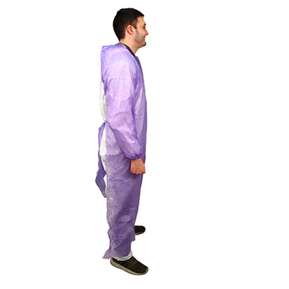 Safety Zone® ProGuard® CPE Isolation Gowns, Long Sleeves, Elastic Wrists, 1.75 Mil, Purple, 50/Bag, 2 Bags/Case, 60" Long (SZNMCPE-60P)