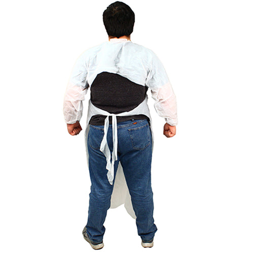 Safety Zone® ProGuard® CPE Isolation Gowns, Long Sleeves, Elastic Wrists, 1.75 Mil, White, 50/Bag, 2 Bags/Case, 60" Long (SZNMCPE-60W)