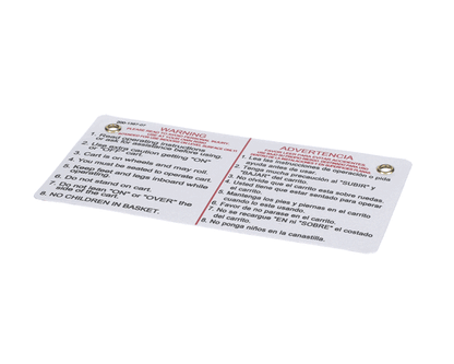 Mart Cart 200-1387 Sign: Prsnl Injury Warn, Bskt, Eng/Span (MCT200-1387)