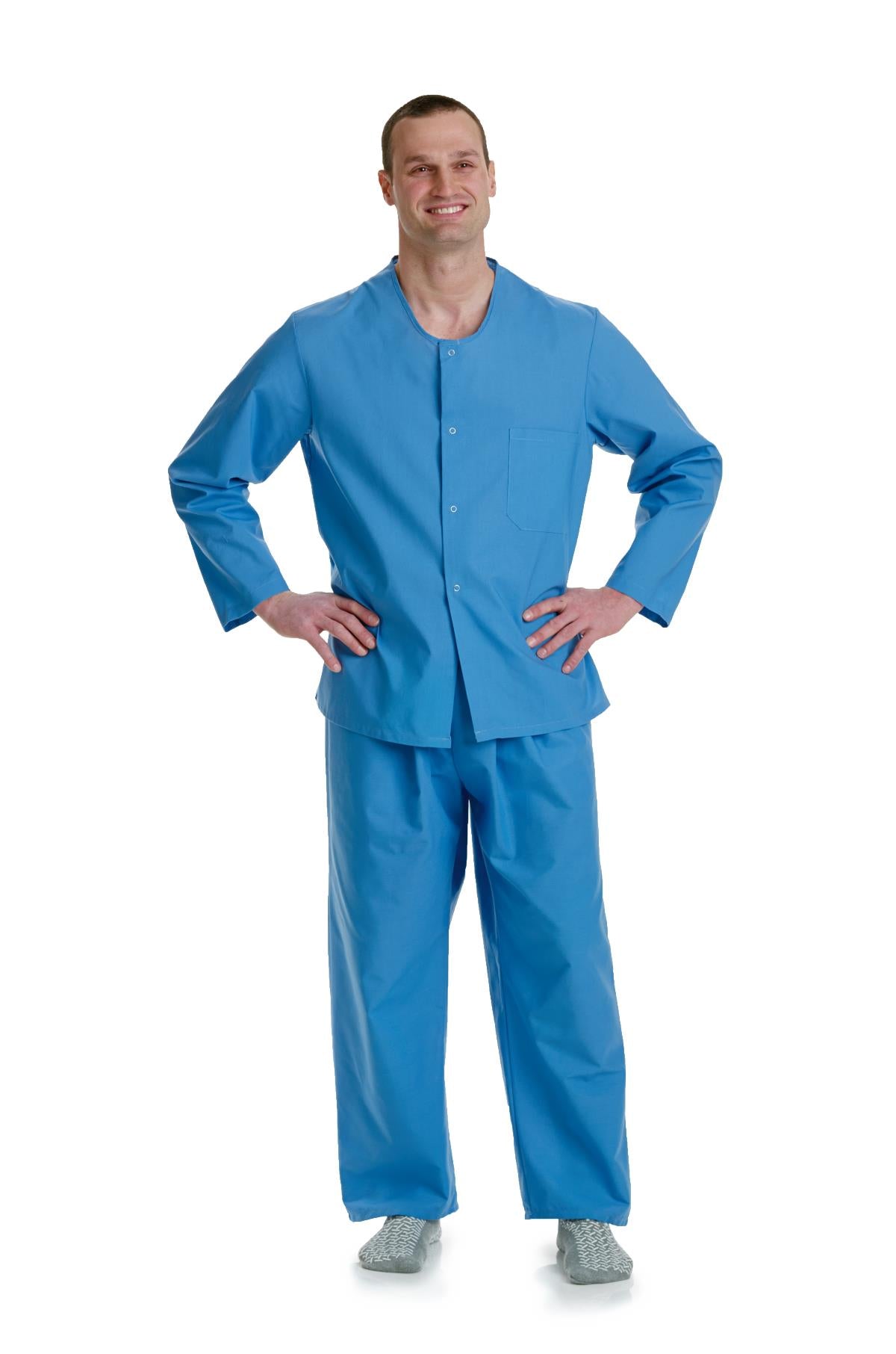 Pajama Shirt with Snap Closure, Solid Blue, Size XL (MDTTP4S05BLU)