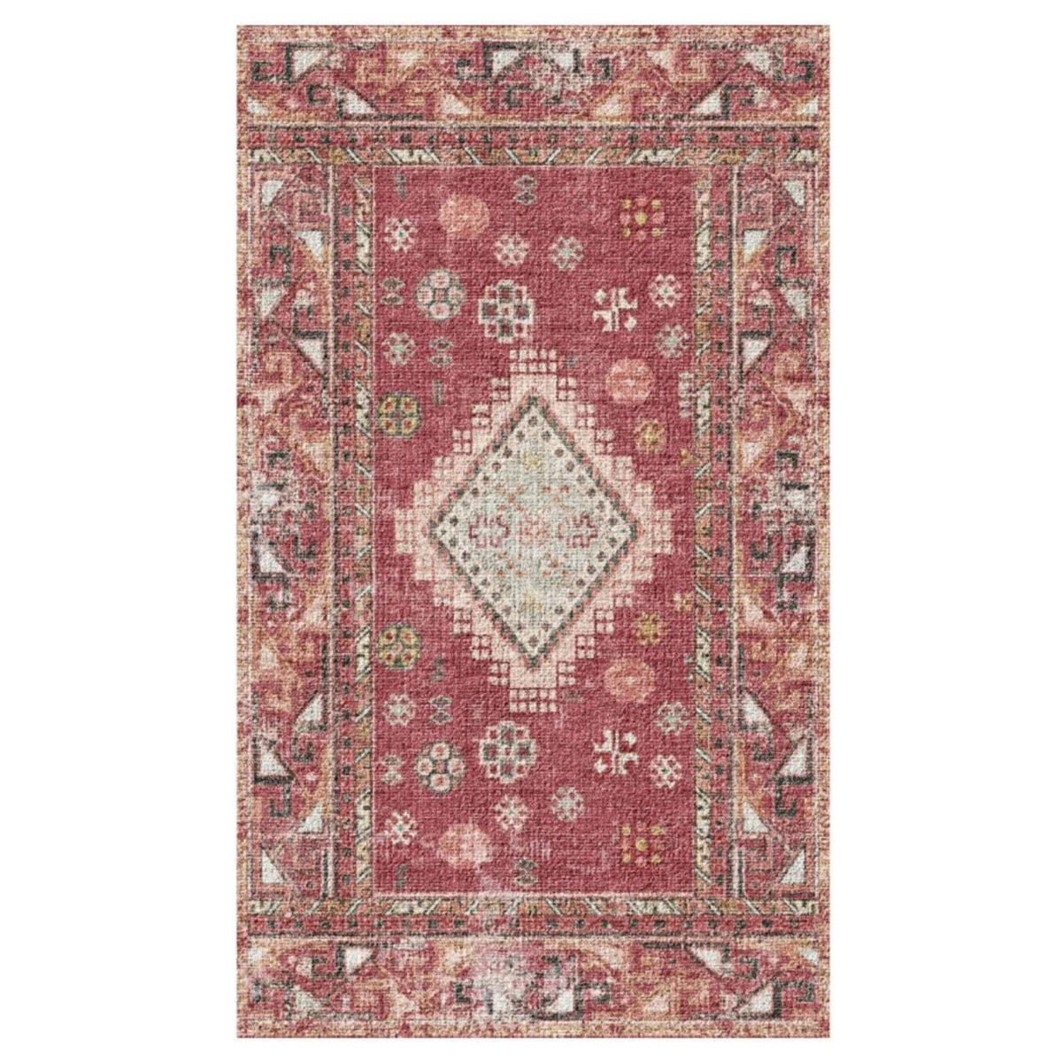 Arkwright Home® Evermore Gel Backed Rug, 60x84, Red Medallion (MED-6084-RD)