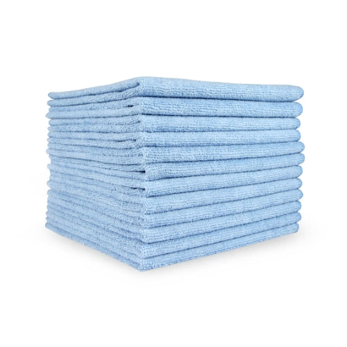 Hospeco® Microfiber Cloth 12x12 200 GSM Half-Fold Blue, Pack of 12 (HOSMFC2001212BL)