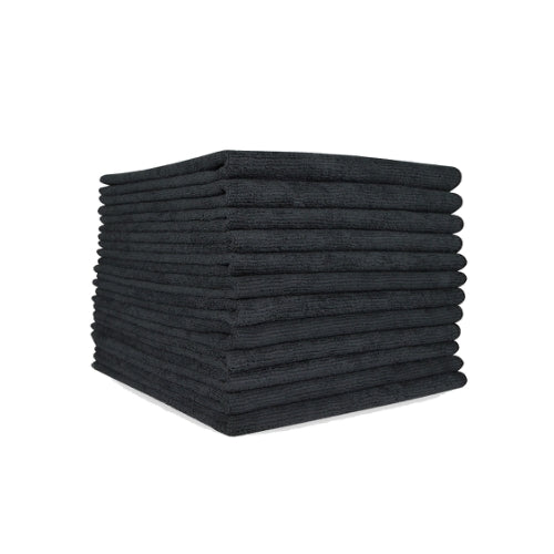 Hospeco® Microfiber Cloth 16x16 200 GSM Half-Fold Black, 12/Pack (HOSMFC2001616BK)