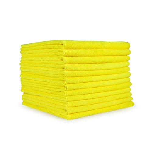 Hospeco® Microfiber Cloth 16x16 200 GSM Half-Fold Yellow, Pack of 12 (HOSMFC2001616YE)