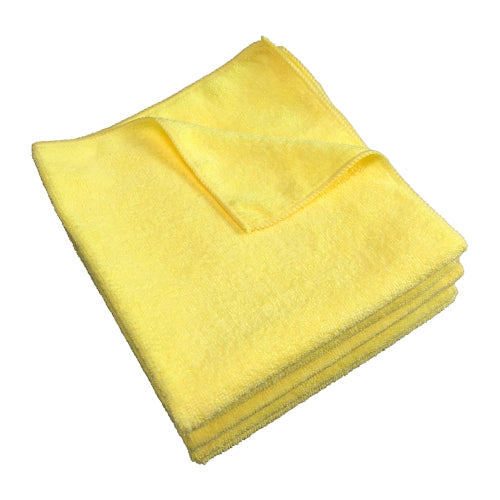 Hospeco® Microfiber Cloth 12x12 300 GSM Half-Fold Yellow, Pack of 12 (HOSMFC3001212YE)