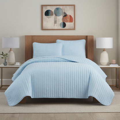 Arkwright Home® Host & Home Brushed Microfiber Quilt Set, Queen, Light Blue, 4/Case (MFQT-FQSET-LB)