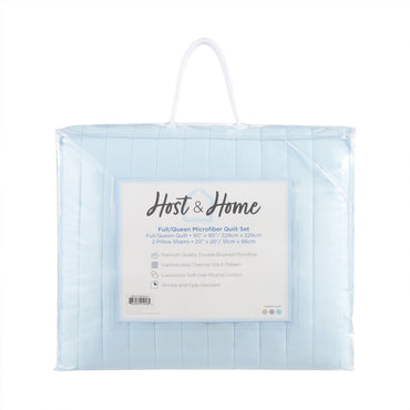 Arkwright Home® Host & Home Brushed Microfiber Quilt Set, Queen, Light Blue, 4/Case (MFQT-FQSET-LB)