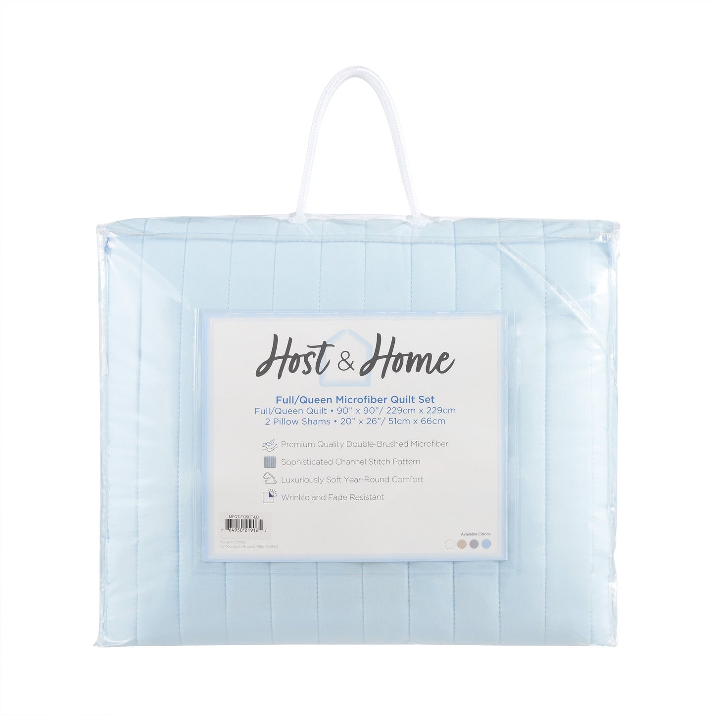 Arkwright Home® Host & Home Brushed Microfiber Quilt Set, Twin, Light Blue, 4/Case (MFQT-TWSET-LB)