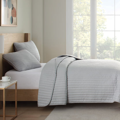 Arkwright Home® Host & Home Brushed Microfiber Quilt Set, Queen, Light Gray, 4/Case (MFQT-FQSET-LG)