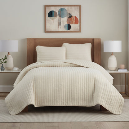 Arkwright Home® Host & Home Brushed Microfiber Quilt Set, Queen, Taupe, 4/Case (MFQT-FQSET-TP)