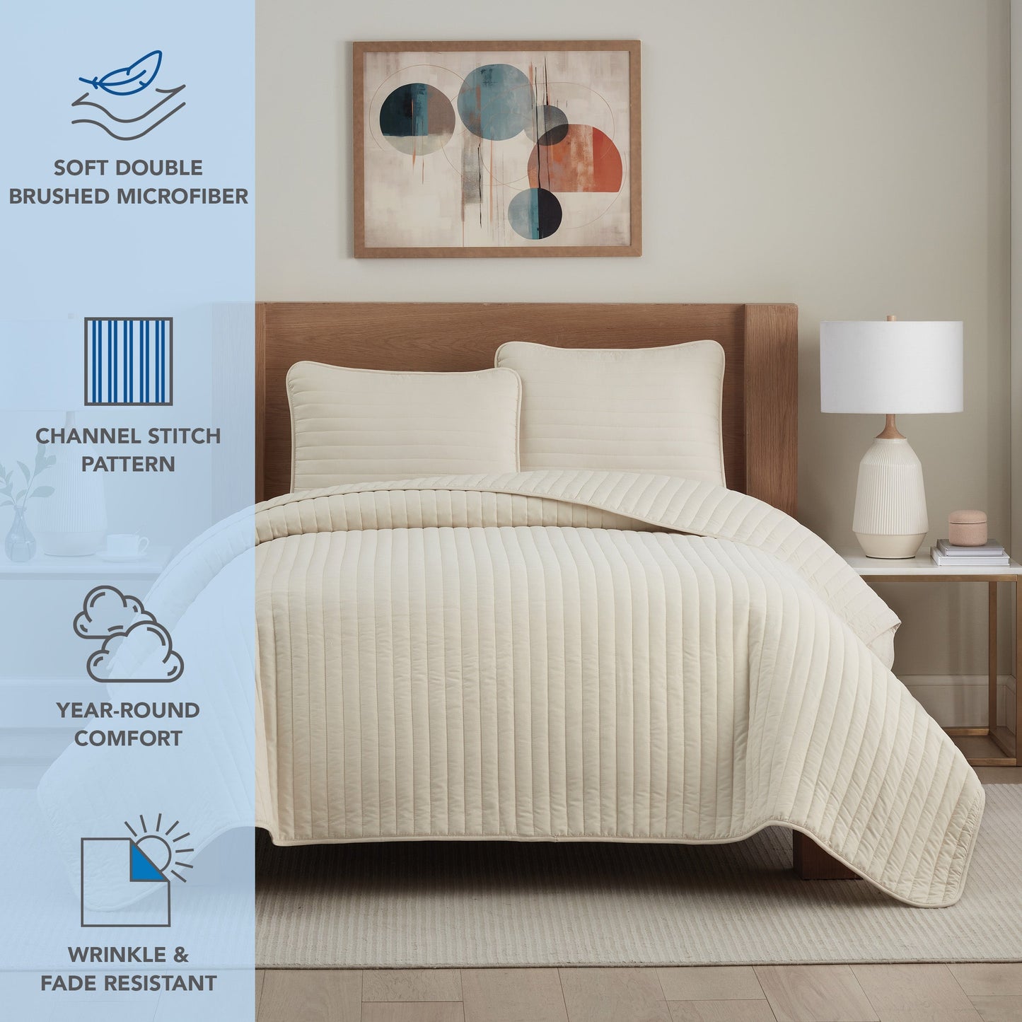 Arkwright Home® Host & Home Brushed Microfiber Quilt Set, King, Taupe, 4/Case (MFQT-KSET-TP)