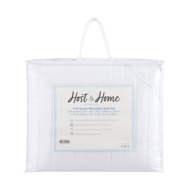 Arkwright Home® Host & Home Brushed Microfiber Quilt Set, Twin, White, 4/Case (MFQT-TWSET-WH)