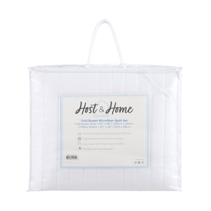 Arkwright Home® Host & Home Brushed Microfiber Quilt Set, Twin, White, 4/Case (MFQT-TWSET-WH)