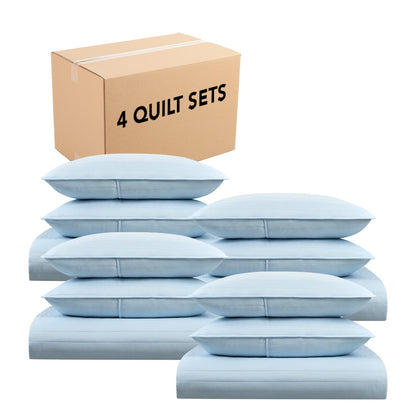 Arkwright Home® Host & Home Brushed Microfiber Quilt Set, King, Light Blue, 4/Case (MFQT-KSET-LB)