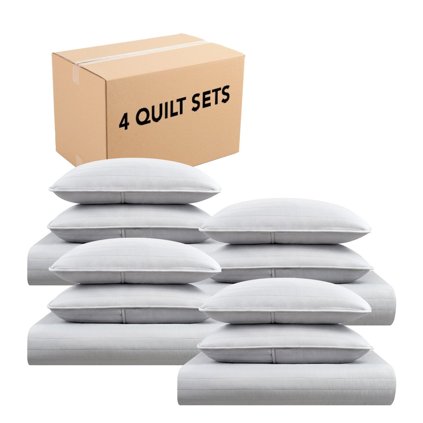 Arkwright Home® Host & Home Brushed Microfiber Quilt Set, Twin, Light Gray, 4/Case (MFQT-TWSET-LG)
