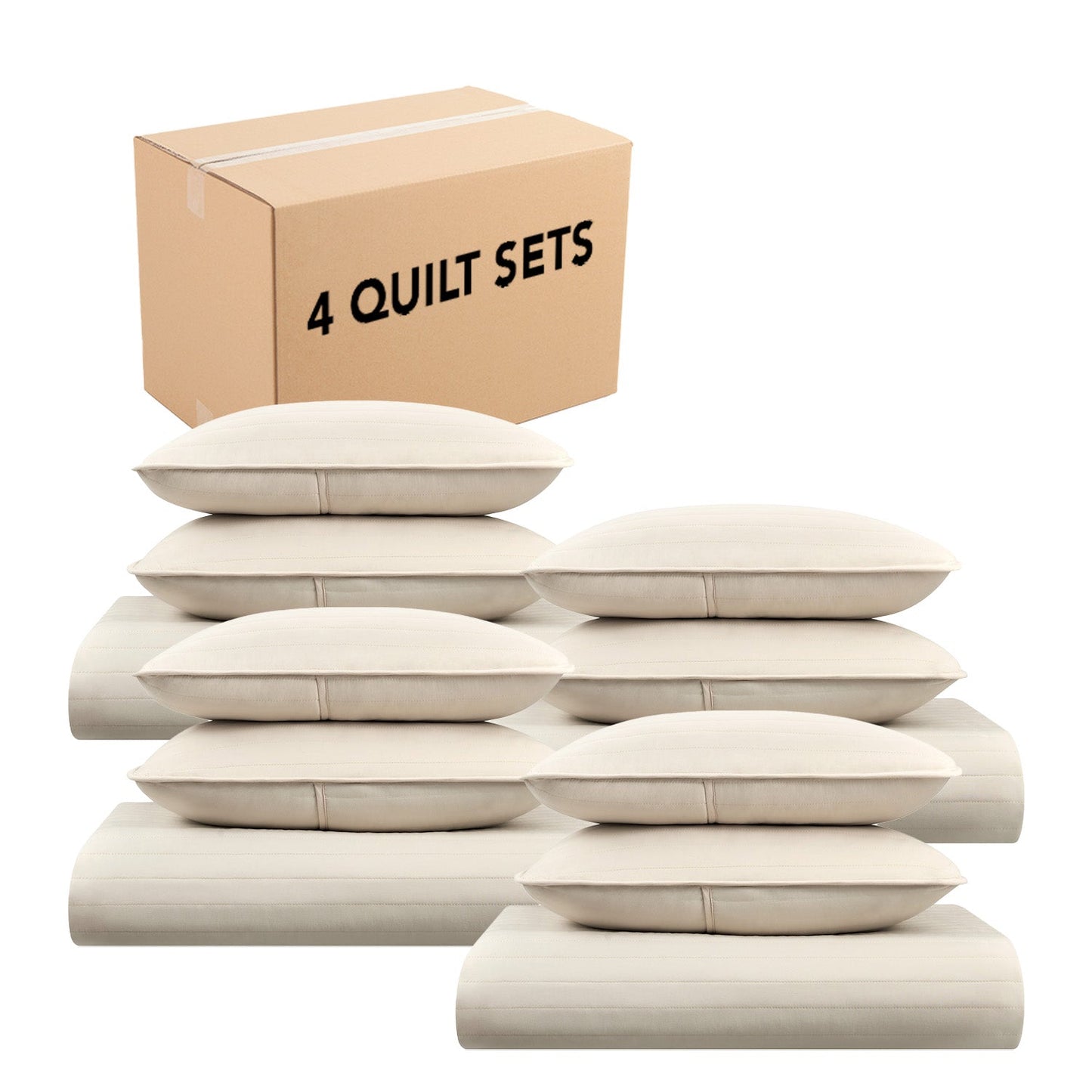 Arkwright Home® Host & Home Brushed Microfiber Quilt Set, Queen, Taupe, 4/Case (MFQT-FQSET-TP)