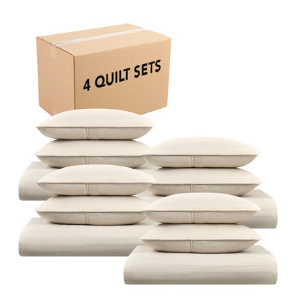 Arkwright Home® Host & Home Brushed Microfiber Quilt Set, Queen, Taupe, 4/Case (MFQT-FQSET-TP)