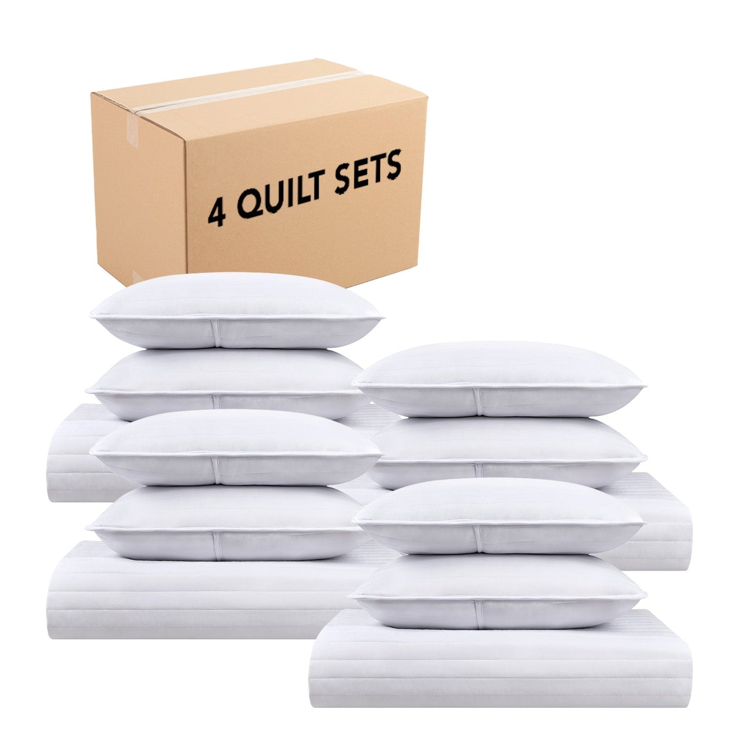 Arkwright Home® Host & Home Brushed Microfiber Quilt Set, King, White, 4/Case (MFQT-KSET-WH)