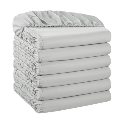 Host & Home Microfiber Fitted Sheet Twin XL Grey (6/Pack) (P-MFS-398012-GY)