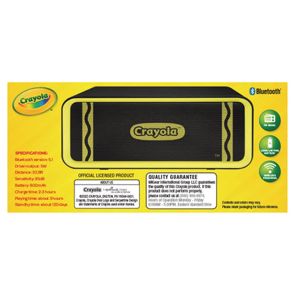 Crayola Portable Speaker, Bluetooth, Black/Yellow (MIGCBT300K)