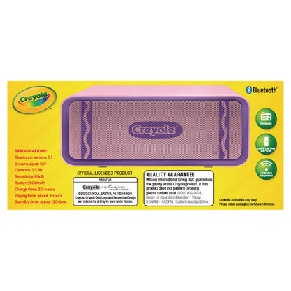 Crayola Portable Speaker, Bluetooth, Purple (MIGCBT300P)