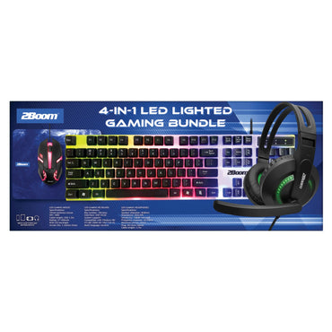 2Boom 4-in-1 LED Lighted Gaming Bundle, USB, Blue (MIGGHP440B)