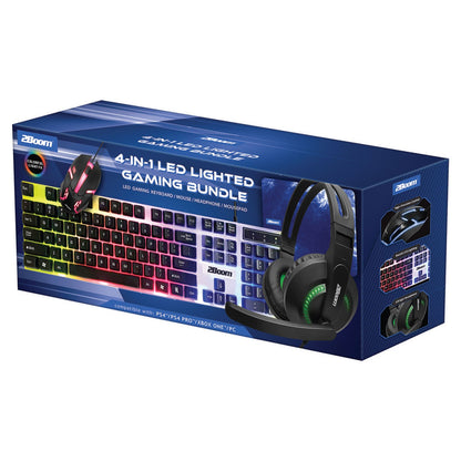 2Boom 4-in-1 LED Lighted Gaming Bundle, USB, Blue (MIGGHP440B)