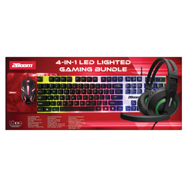 2Boom 4-in-1 LED Lighted Gaming Bundle, USB, Red (MIGGHP440R)