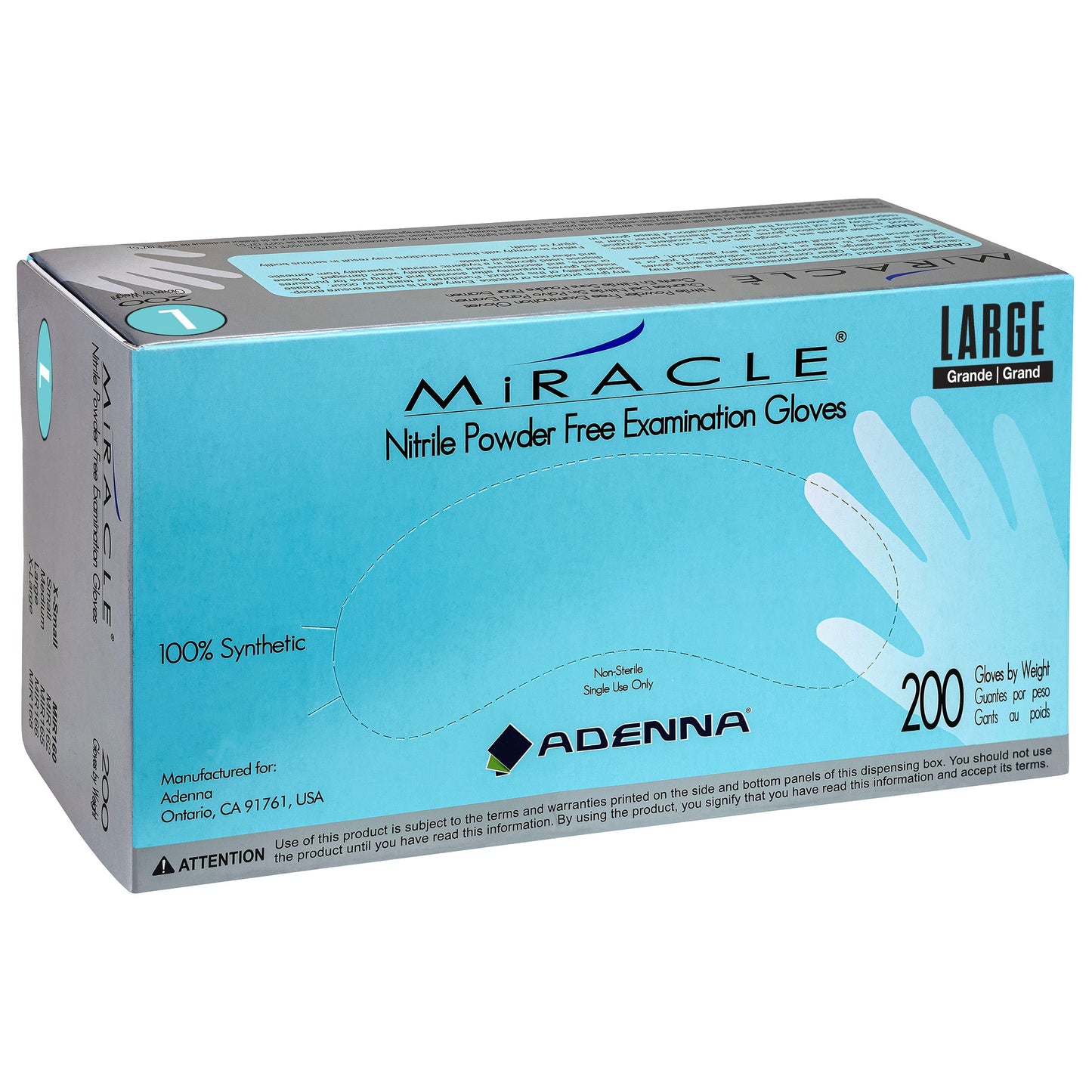 Safety Zone® Nitrile Powder Free 4 mil Exam Gloves, Blue, Lrg, Case of 2000 (SZNMIR166)