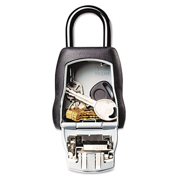 Master Lock Locking Combination 5 Key Steel Box, 3 1/4w x 1 1/2d x 4 5/8h, Black/Silver (MLK5401D)