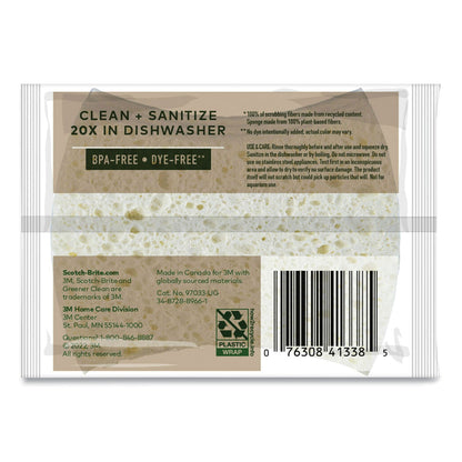 Scotch Brite Greener Clean Non-Scratch Scrub Sponge, 2.6 x 3.3, 0.7" Thick, White, 3/Pack (MMM97033UG)