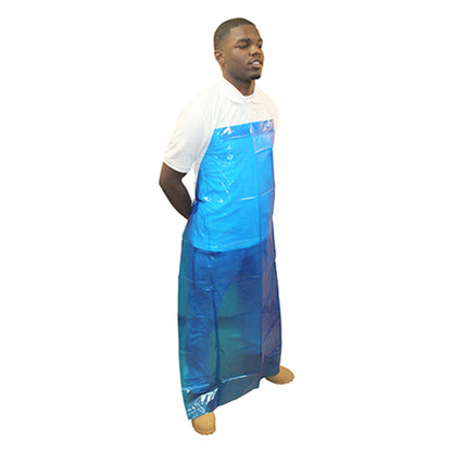 Safety Zone® ProGuard® Vinyl Alternative Aprons w/ Grommets, Blue, 35"x55", 6 Mil, 10/Bag, 10 Bags/Case (SZNMMVA-55-6)