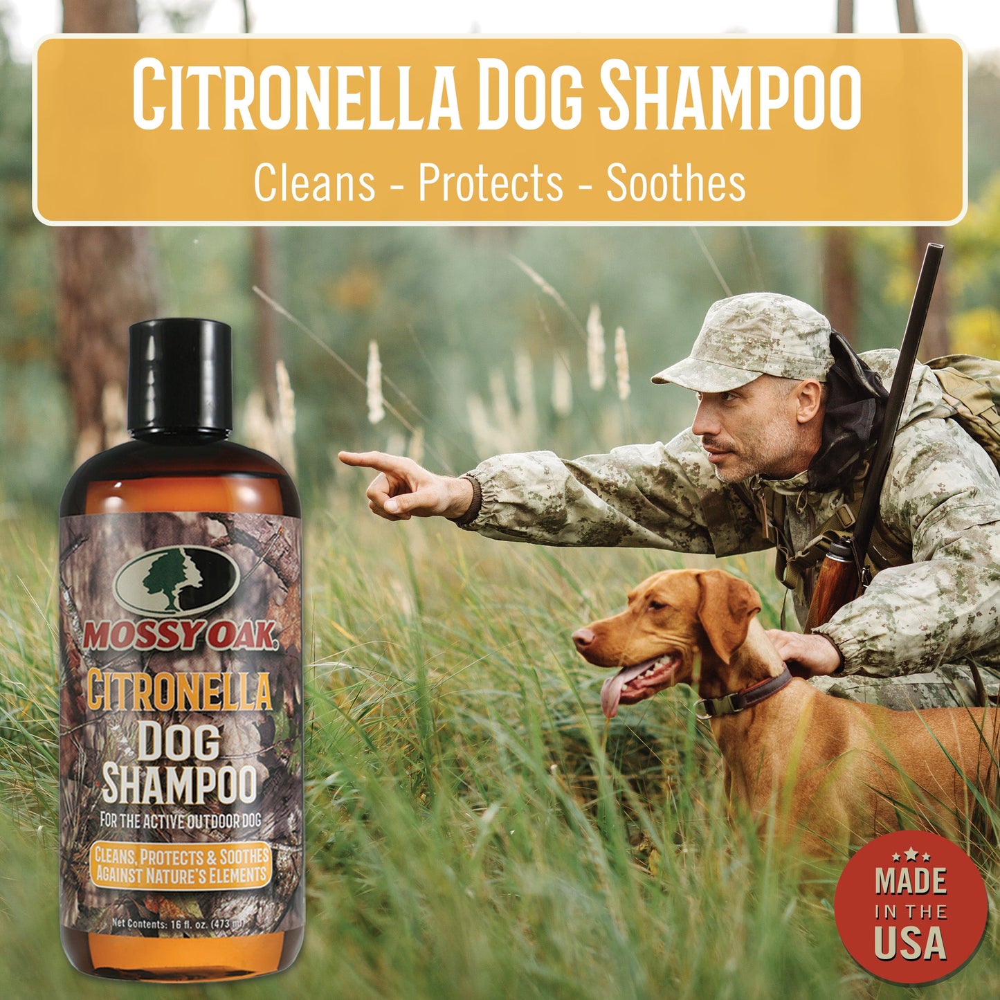 Mossy Oak® Citronella Dog Shampoo, Cedarwood/Citronella, 16 oz, 12/Case (MO-00610-CS)