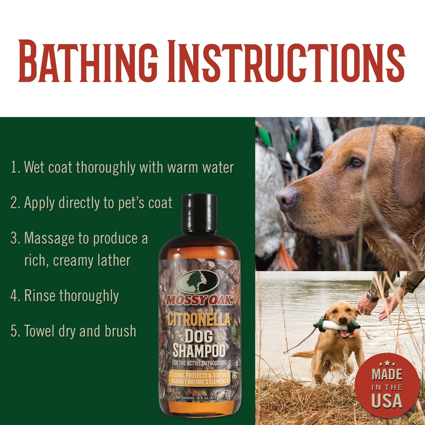 Mossy Oak® Citronella Dog Shampoo, Cedarwood/Citronella, 16 oz, 12/Case (MO-00610-CS)