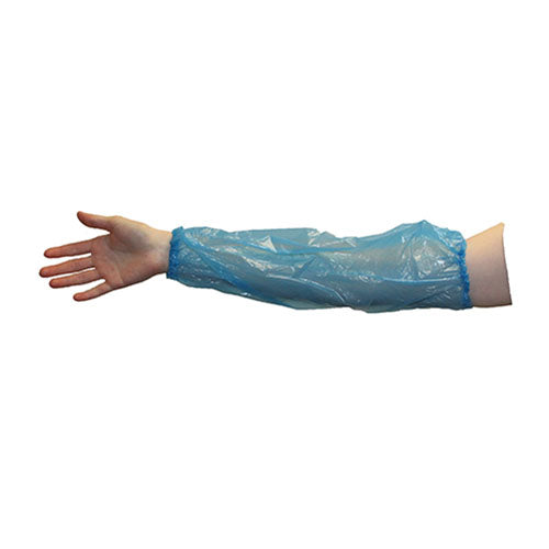 Safety Zone® ProGuard® Polyethylene Sleeves w/ Elastic Ends, 16", Blue, Flat Pack, 100/Bag, 20 Bags/Case (SZNMPE-165-FP-B-HM)