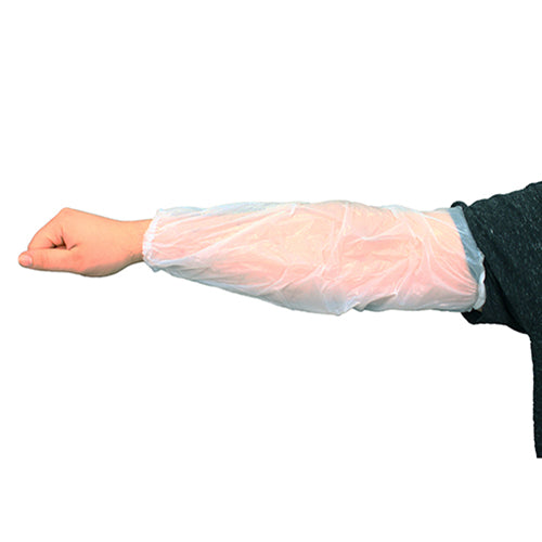 Safety Zone® ProGuard® Polyethylene Sleeves w/ Elastic Ends, 18", White, Roll Pack, 100/Bag, 20 Bags/Case (SZNMPE-185-RP-HM)